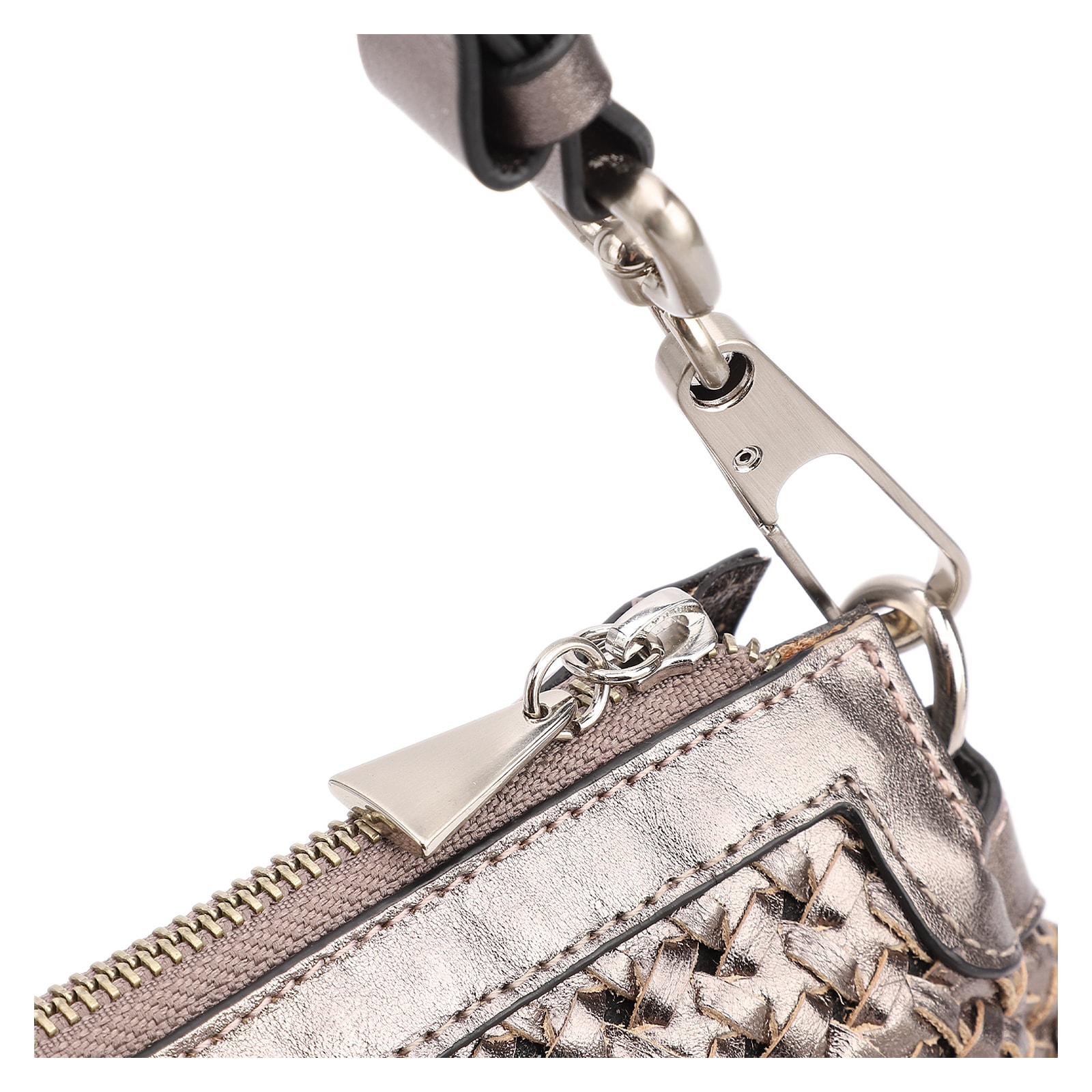 Bolsa De Ombro Tressê Couro Prata
