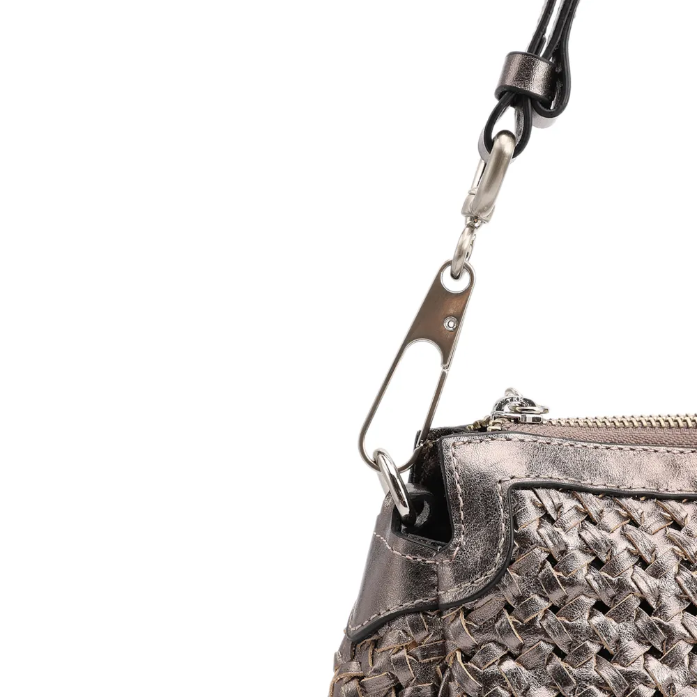 Bolsa De Ombro Tressê Couro Prata - imagem 6