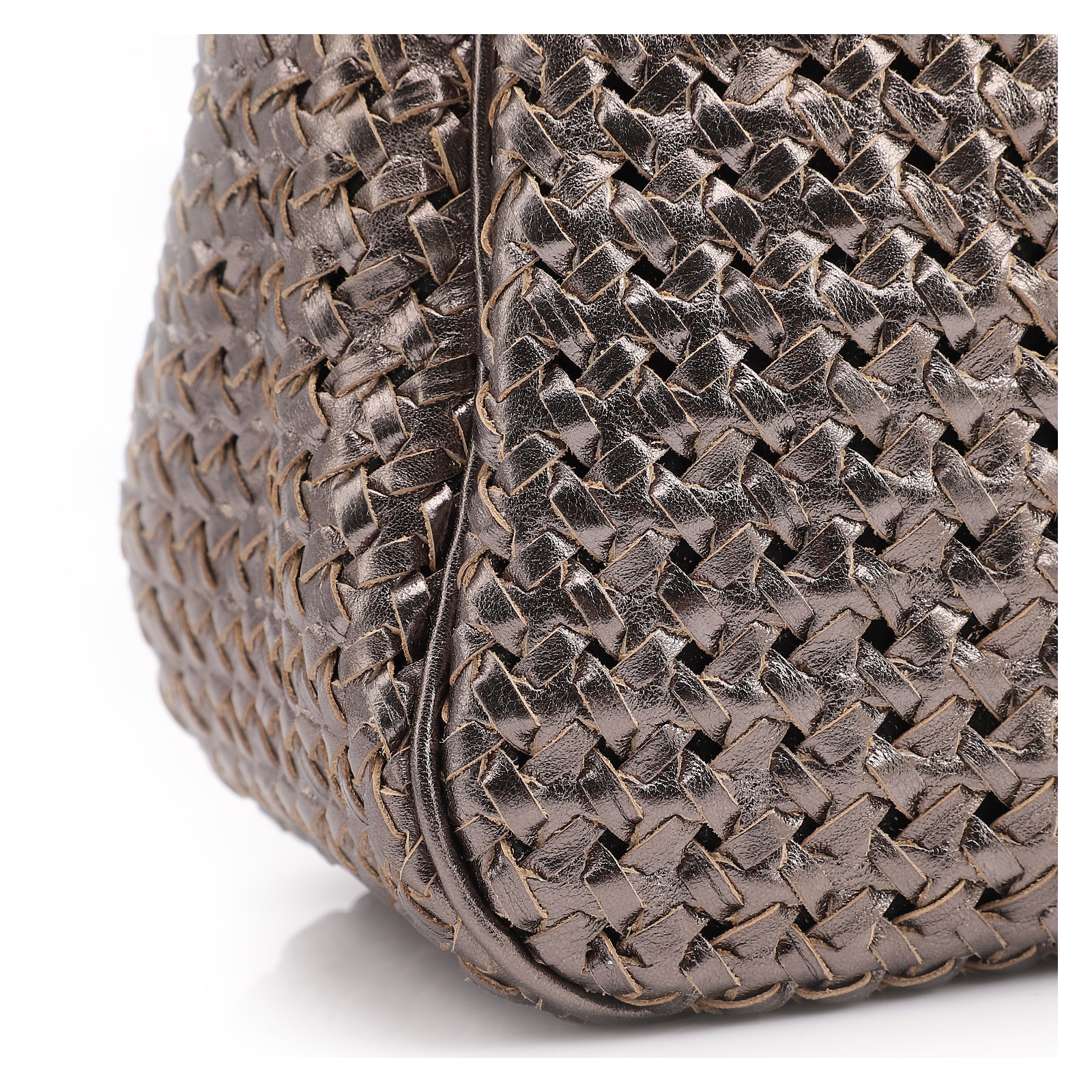 Bolsa De Ombro Tressê Couro Prata
