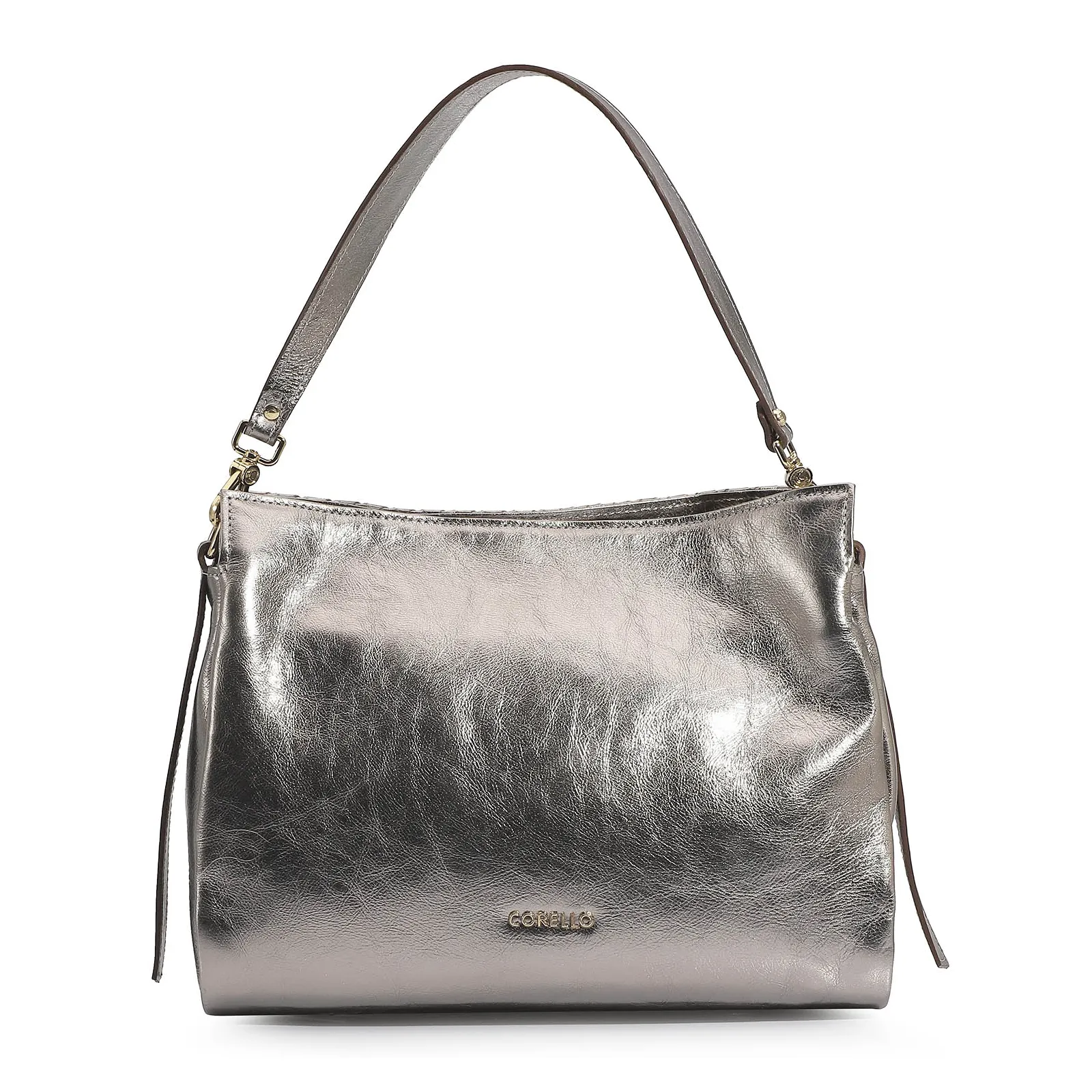Bolsa De Ombro Tressê Couro Prata
