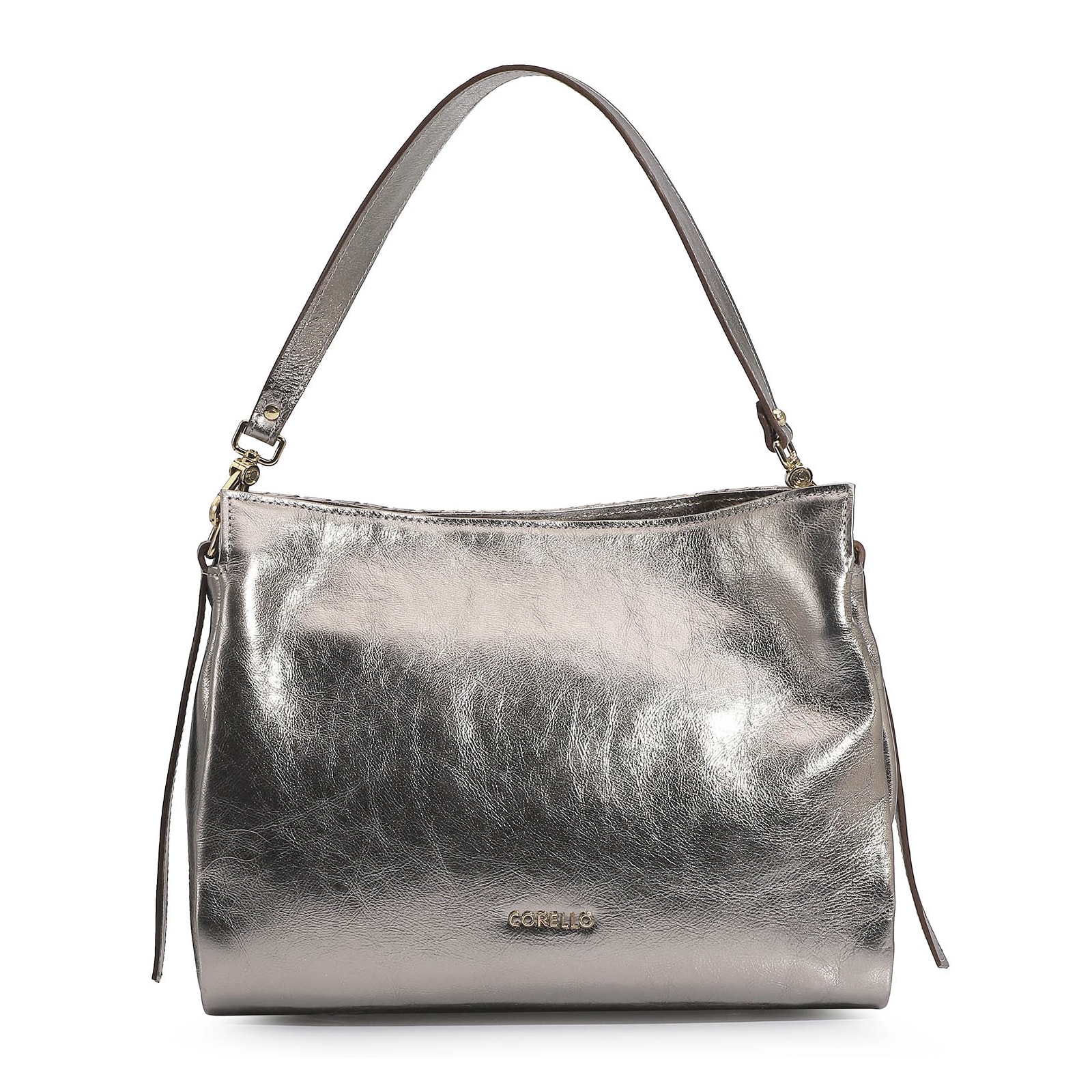 Bolsa De Ombro Tressê Couro Prata