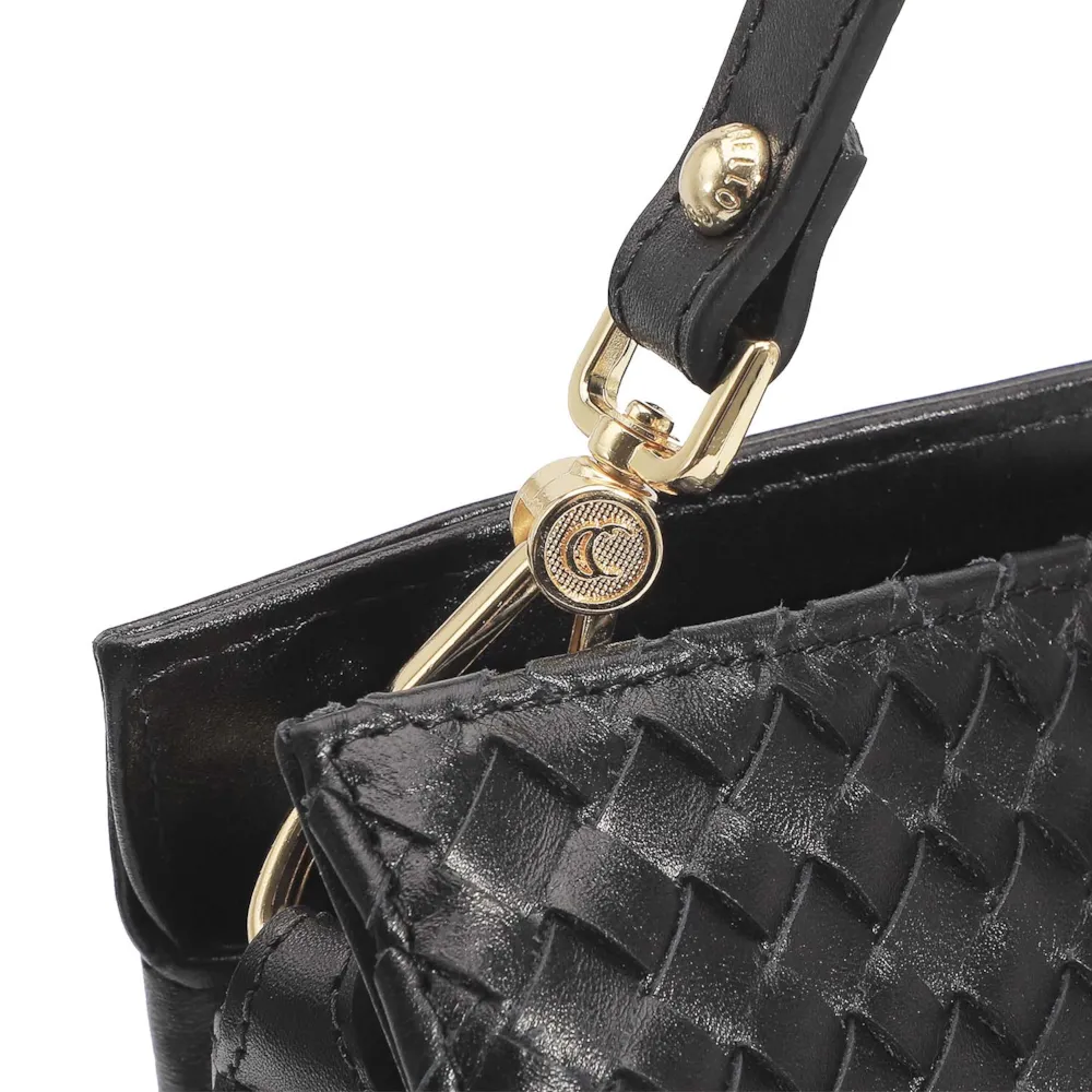 Bolsa De Ombro Tressê Couro Preto - imagem 6
