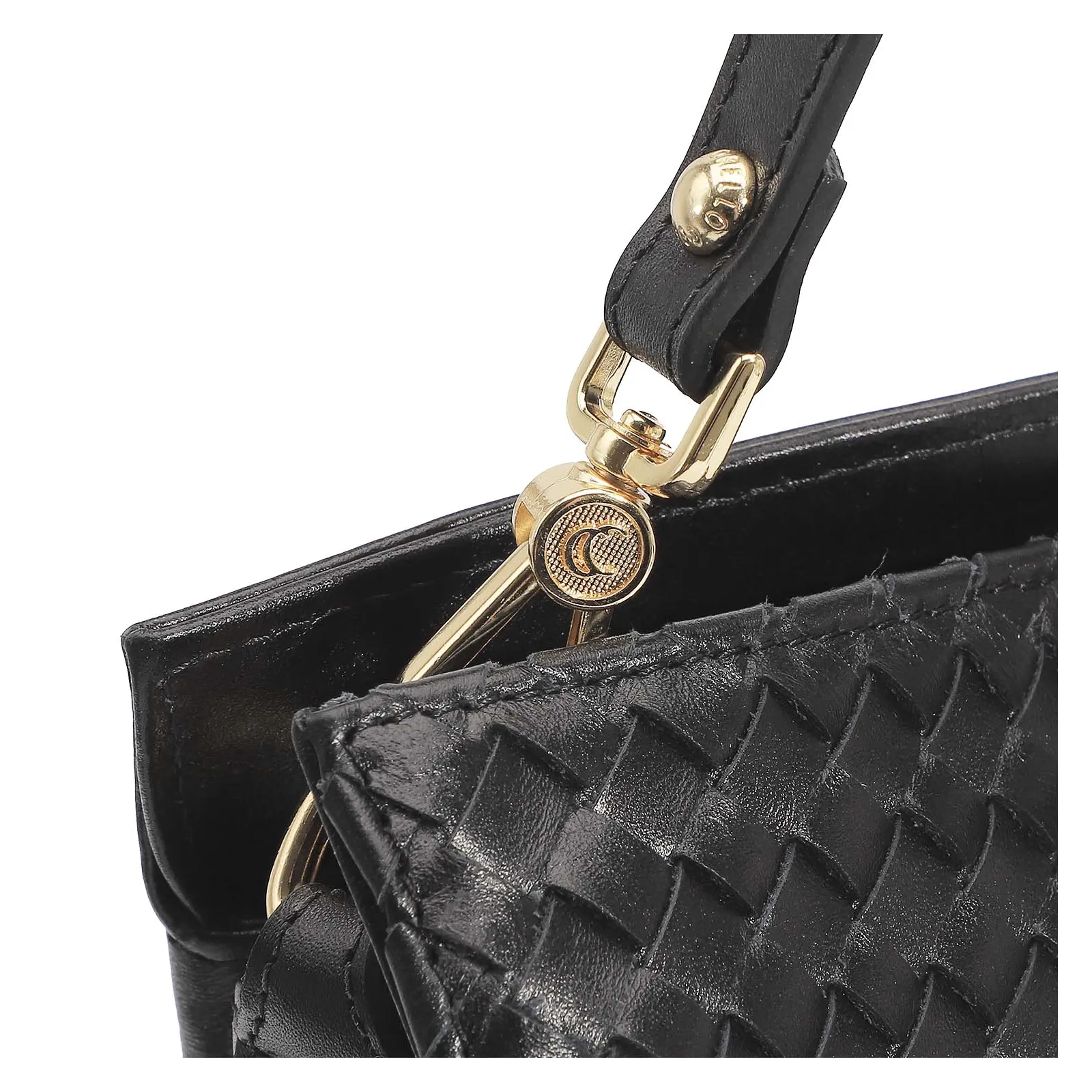 Bolsa De Ombro Tressê Couro Preto