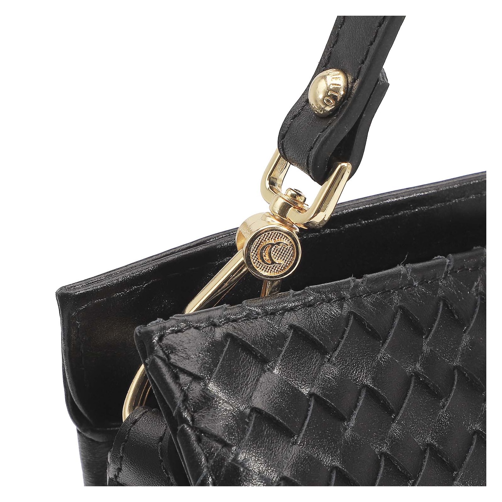 Bolsa De Ombro Tressê Couro Preto