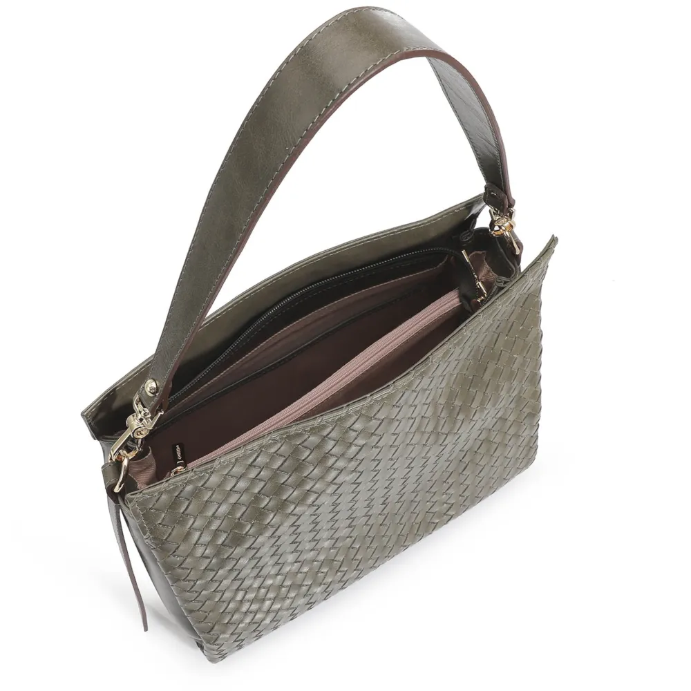 Bolsa De Ombro Tressê Couro Verde - imagem 4