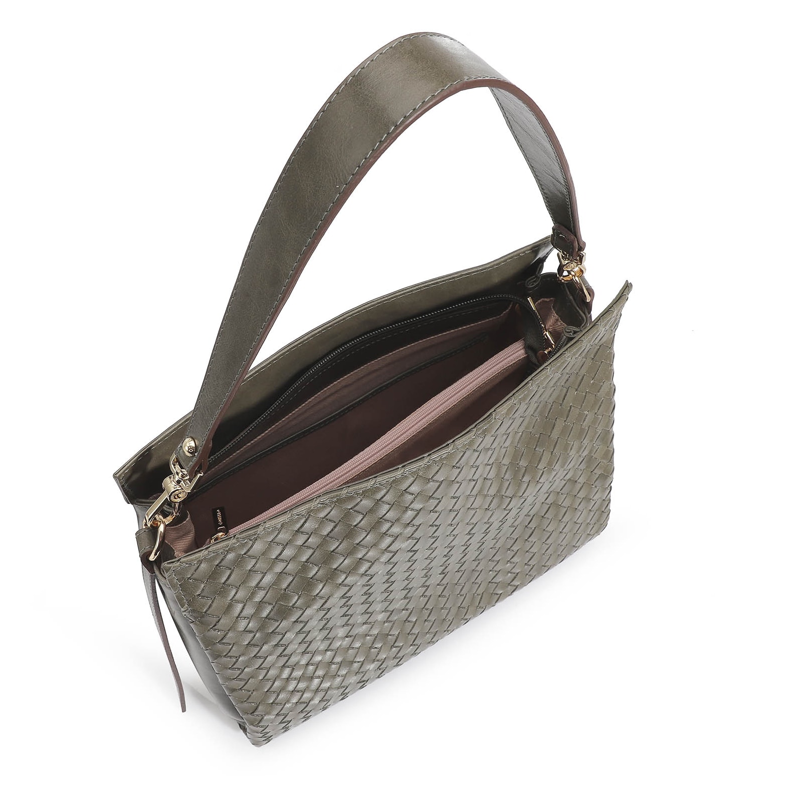 Bolsa De Ombro Tressê Couro Verde