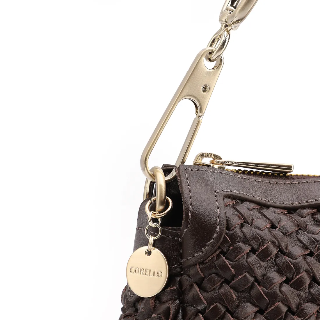 Bolsa De Ombro Tressê Grande Couro Marrom Escuro Tressê - foto 6
