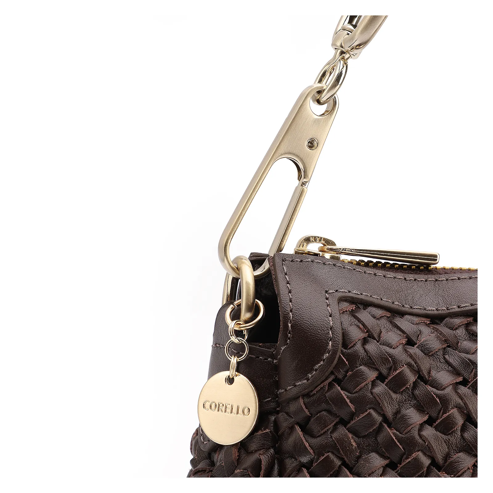 Bolsa De Ombro Tressê Grande Couro Marrom Escuro Tressê