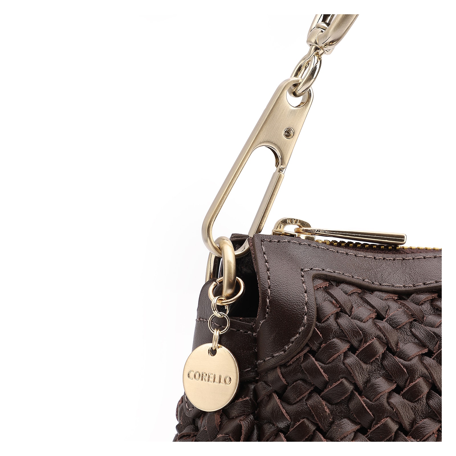 Bolsa De Ombro Tressê Grande Couro Marrom Escuro Tressê