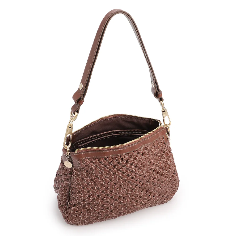Bolsa De Ombro Tressê Grande Couro Marrom Tressê - imagem 4