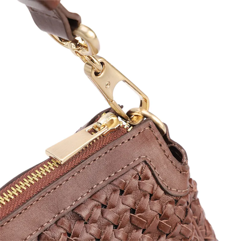 Bolsa De Ombro Tressê Grande Couro Marrom Tressê - foto 5