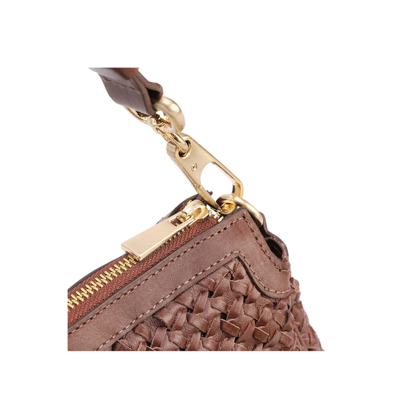 Bolsa De Ombro Tressê Grande Couro Marrom Tressê