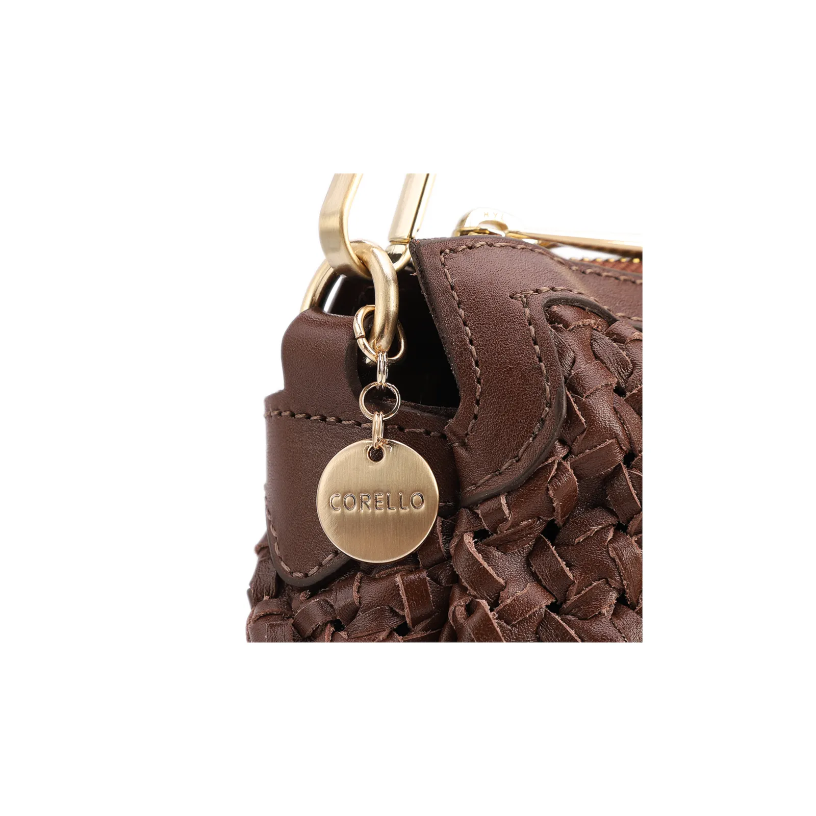 Bolsa De Ombro Tressê Grande Couro Marrom Tressê