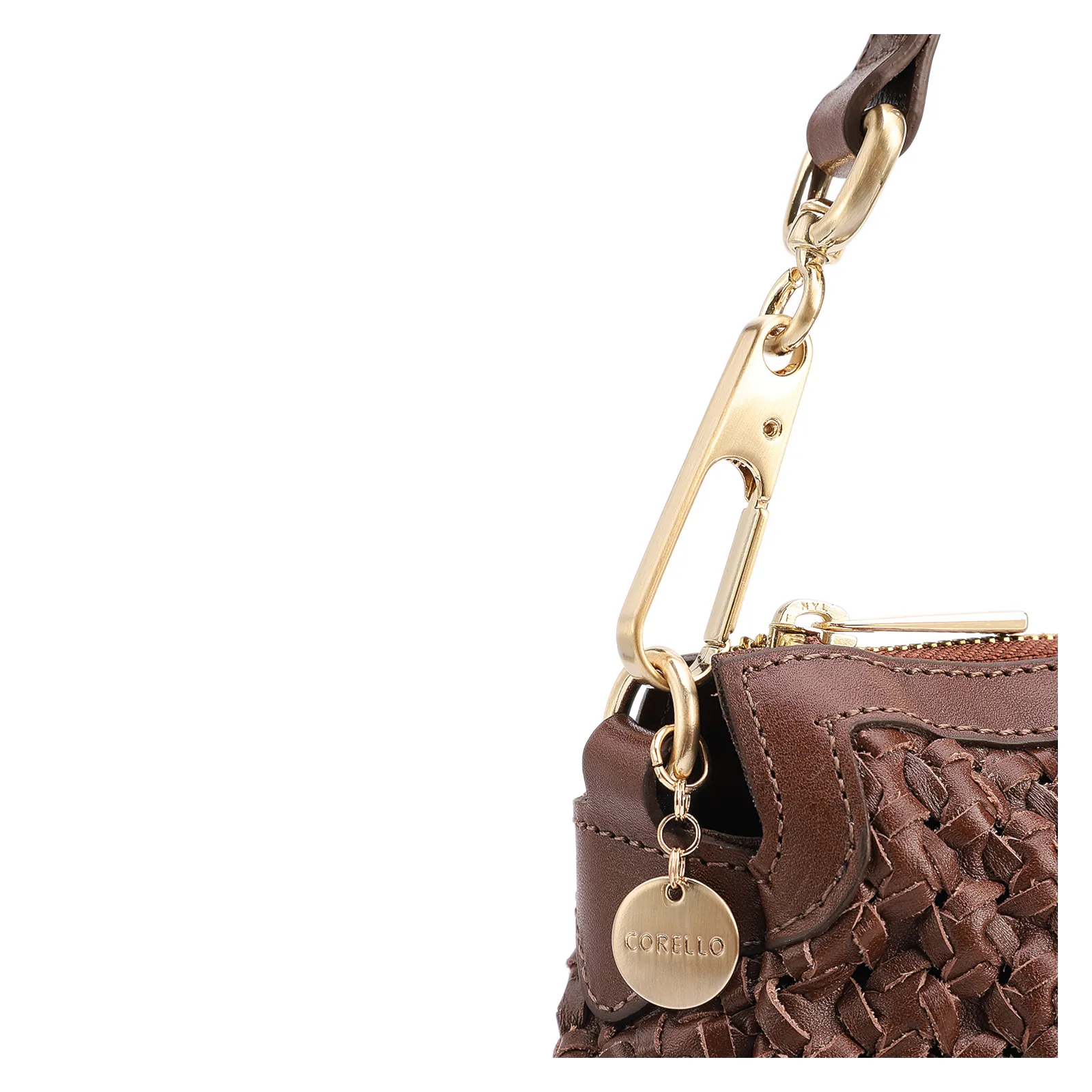 Bolsa De Ombro Tressê Grande Couro Marrom Tressê
