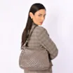Bolsa De Ombro Tressê Grande Couro Prata Escuro Tressê - imagem 2