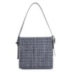 Bolsa De Ombro Tweed Azul/Couro Azul - imagem 3