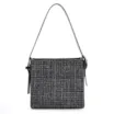 Bolsa De Ombro Tweed Preto/Couro Preto - imagem 3
