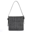 Bolsa De Ombro Tweed Preto/Couro Preto - imagem 3