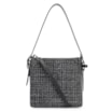 Bolsa De Ombro Tweed Preto/Couro Preto - imagem 1