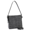 Bolsa De Ombro Tweed Preto/Couro Preto - imagem 2