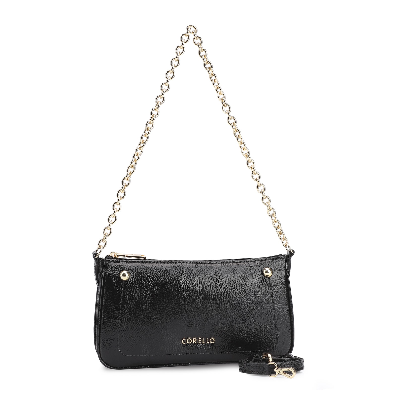 Bolsa De Ombro Verniz Preto