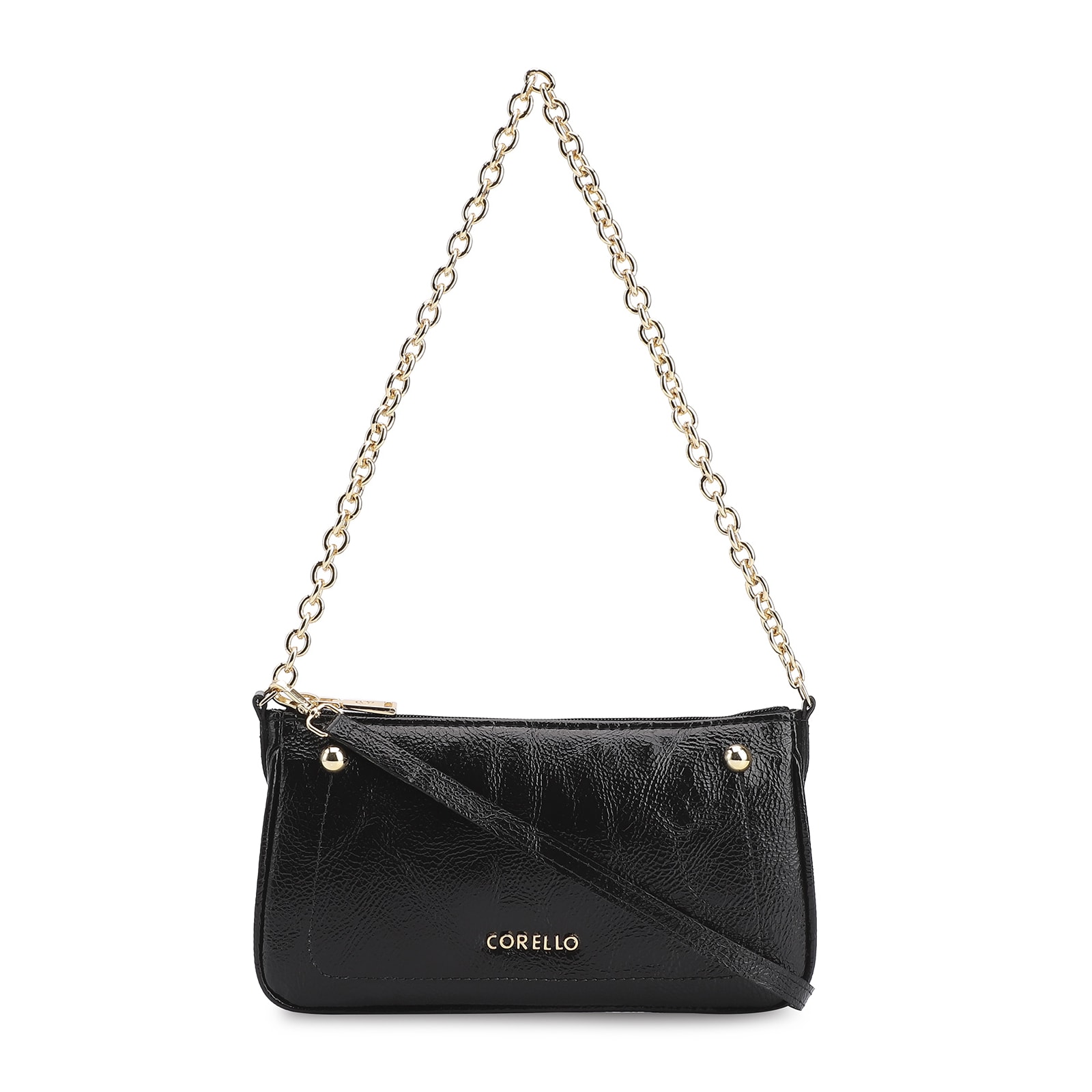 Bolsa De Ombro Verniz Preto