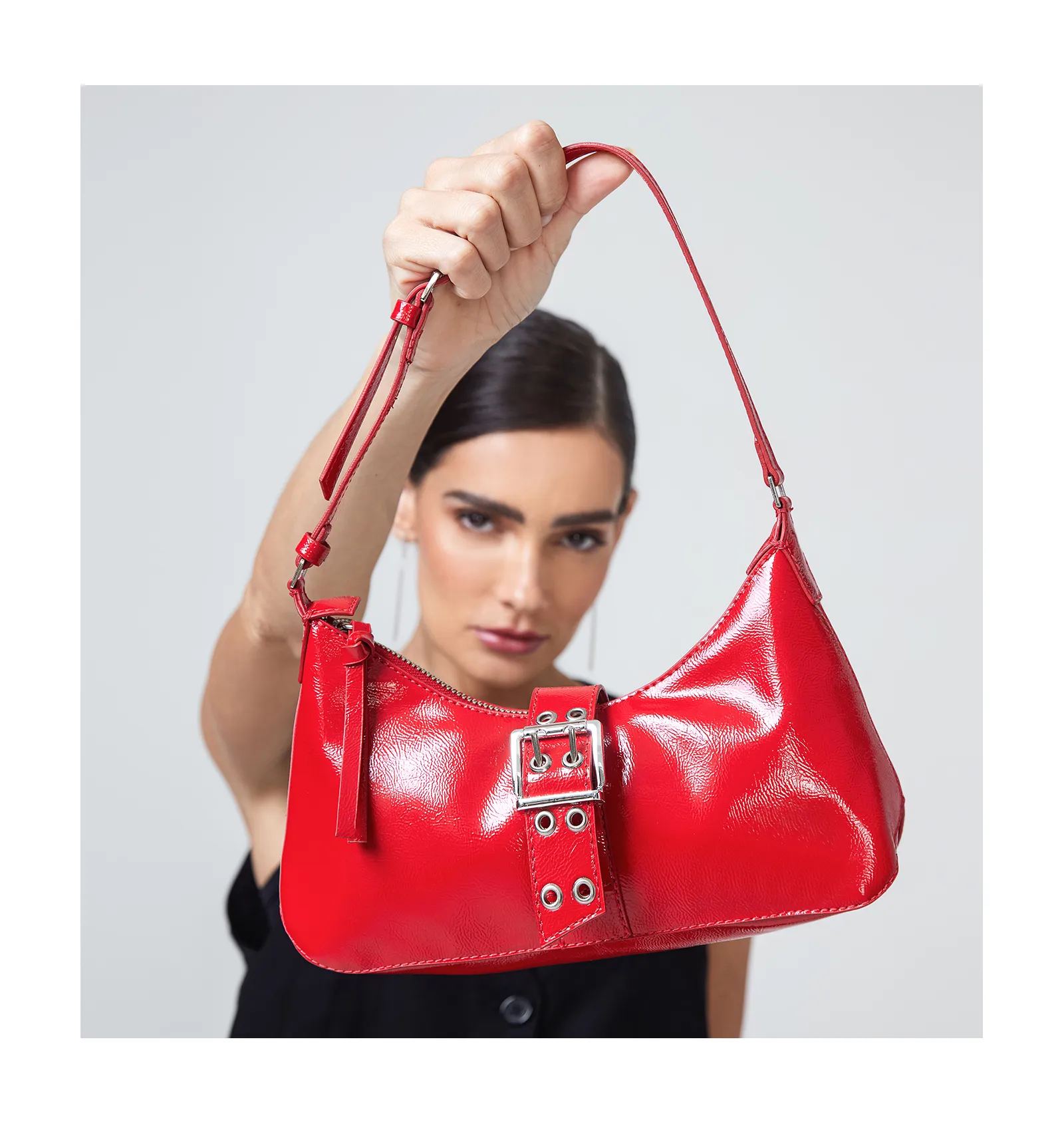 Bolsa De Ombro Verniz Vermelho