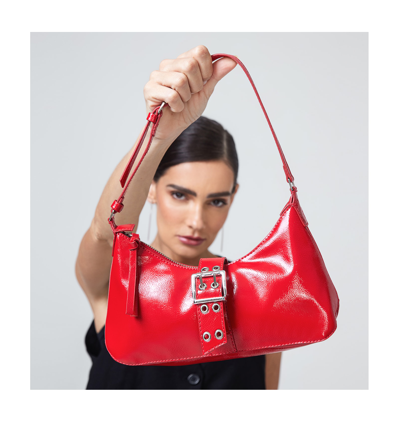Bolsa De Ombro Verniz Vermelho