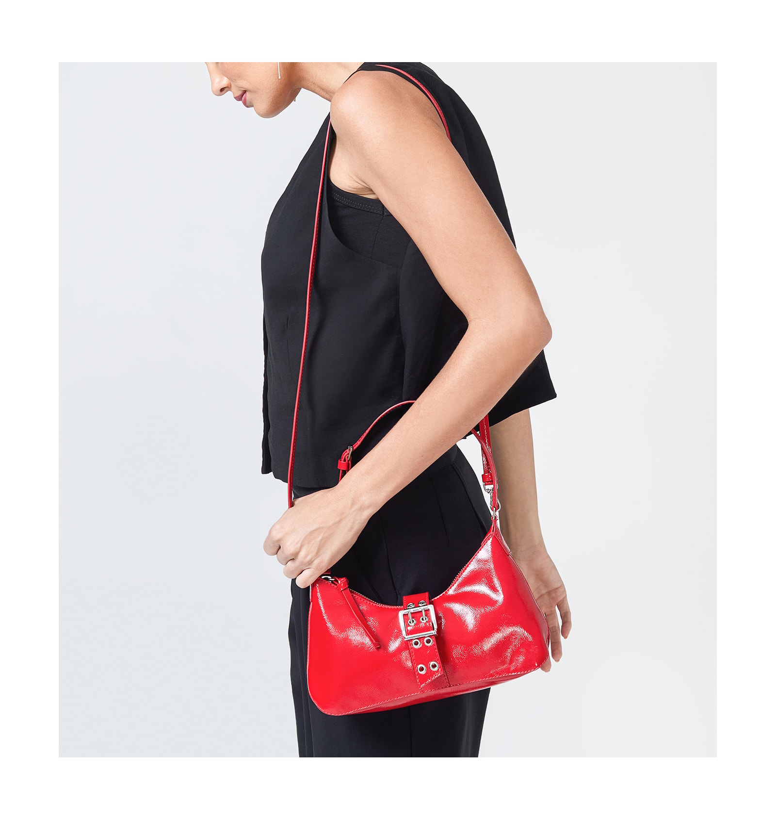 Bolsa De Ombro Verniz Vermelho