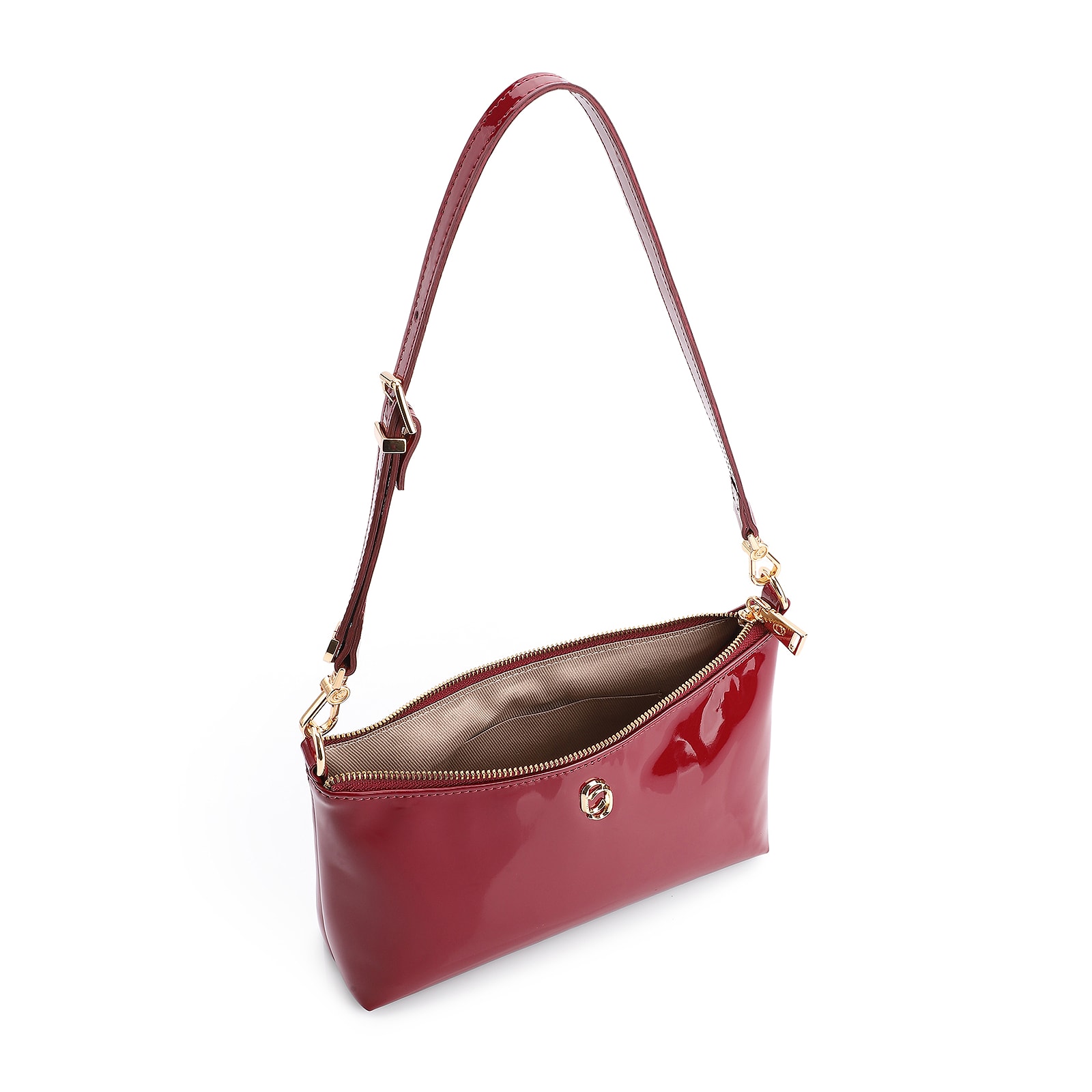 Bolsa De Ombro Verniz Vermelho Cereja