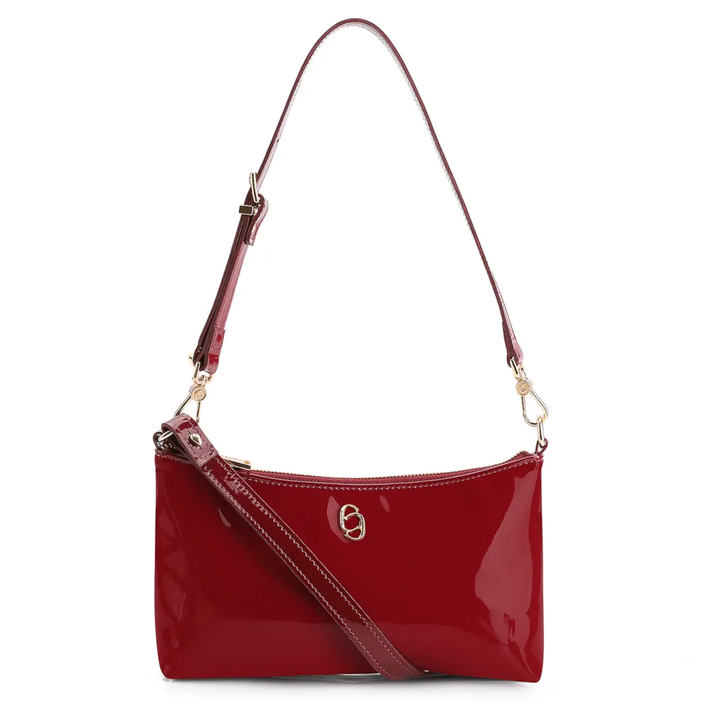 Bolsa De Ombro Verniz Vermelho Cereja