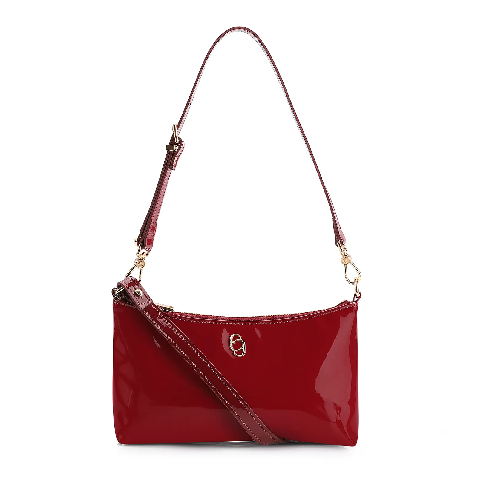 Bolsa De Ombro Verniz Vermelho Cereja