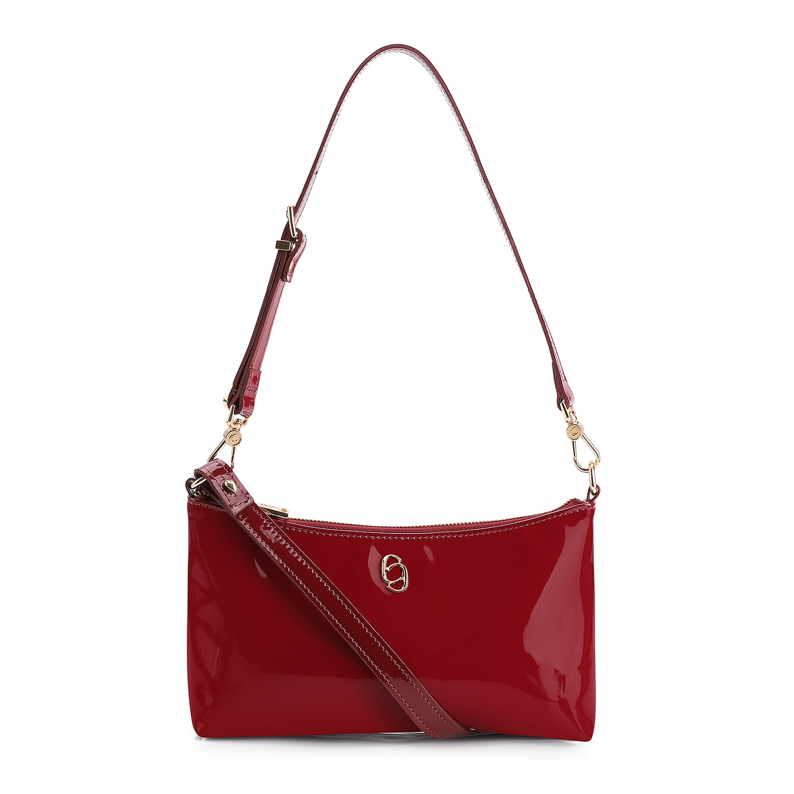 Bolsa De Ombro Verniz Vermelho Cereja