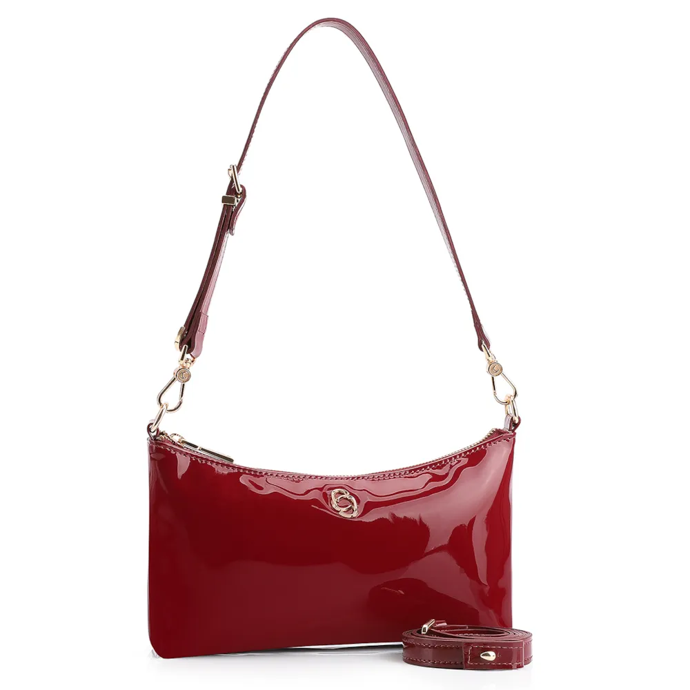 Bolsa De Ombro Verniz Vermelho Cereja - imagem 2