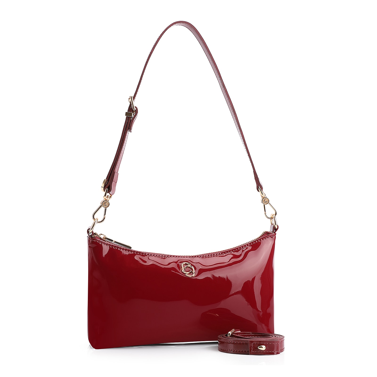 Bolsa De Ombro Verniz Vermelho Cereja