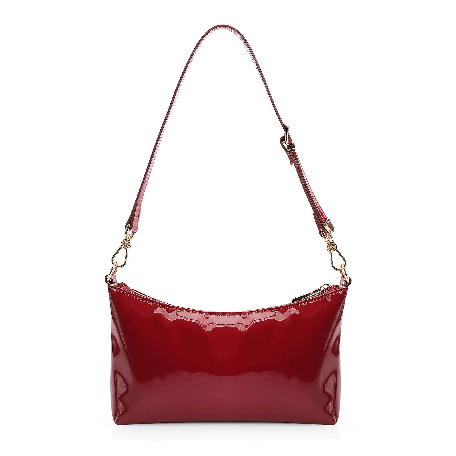 Bolsa De Ombro Verniz Vermelho Cereja