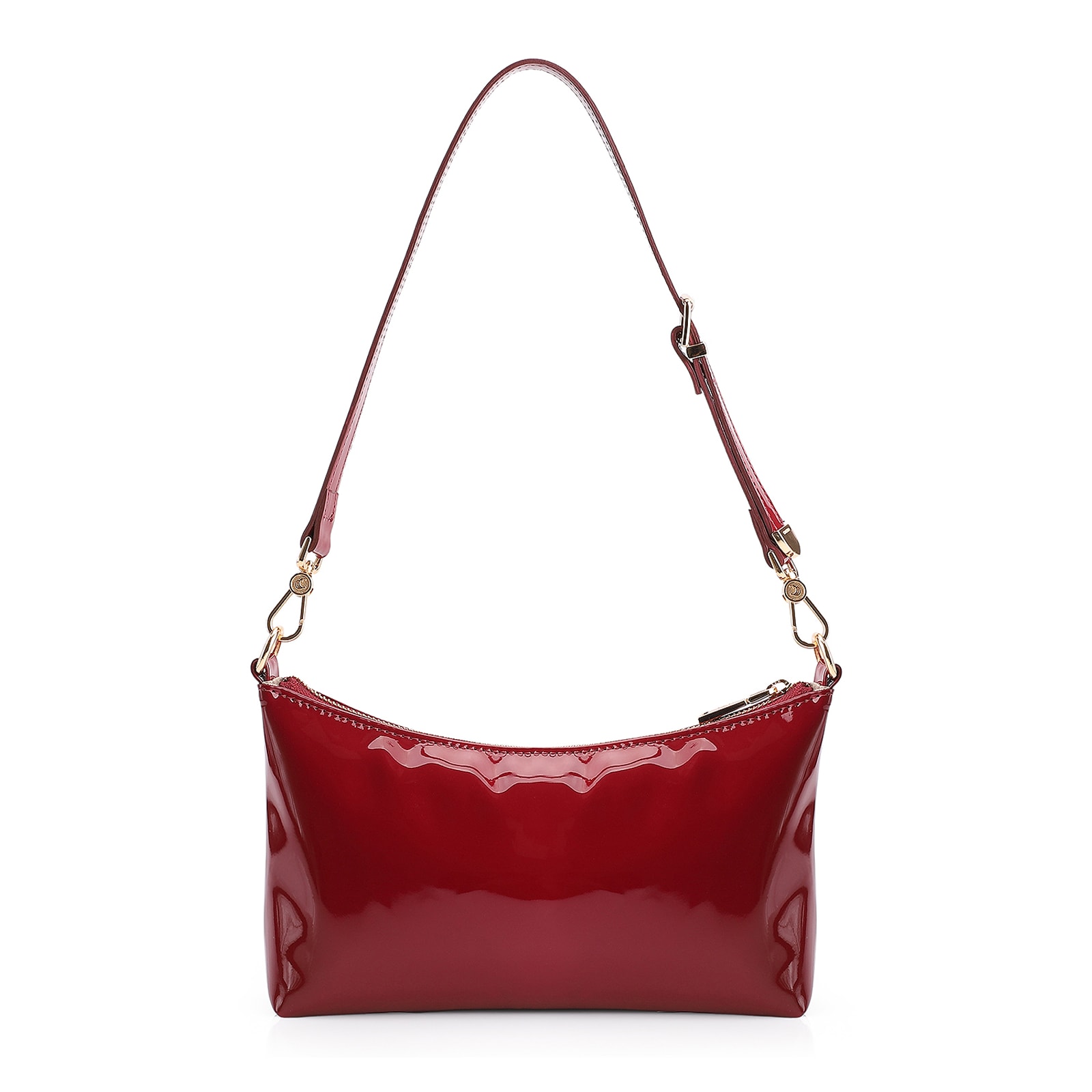 Bolsa De Ombro Verniz Vermelho Cereja