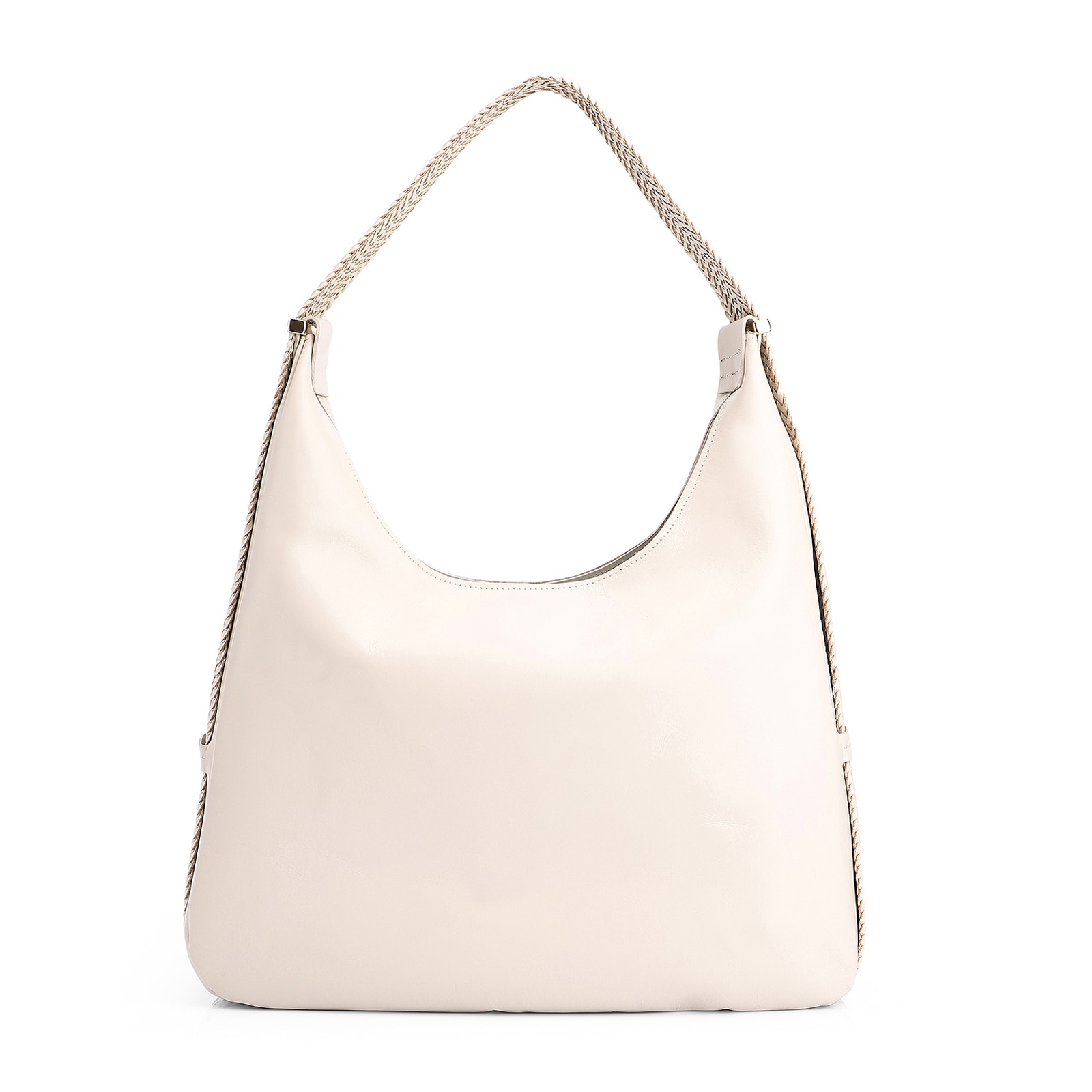 Bolsa Hobo Alça Tramada Couro Off White