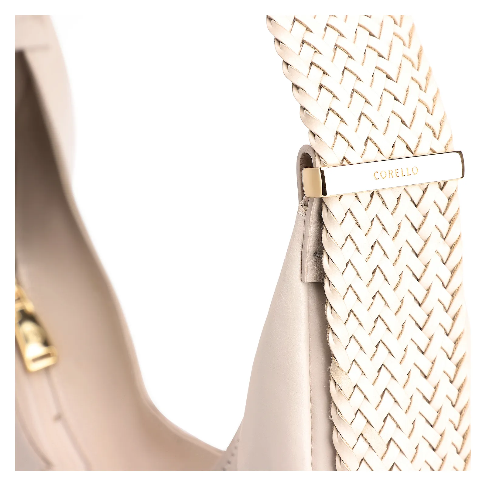 Bolsa Hobo Alça Tramada Couro Off White