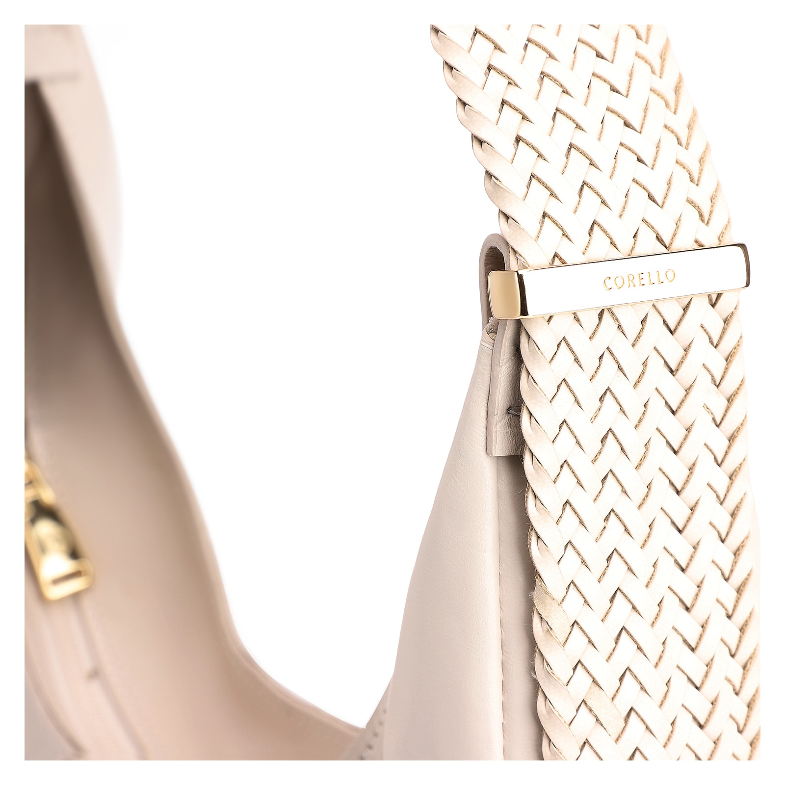 Bolsa Hobo Alça Tramada Couro Off White