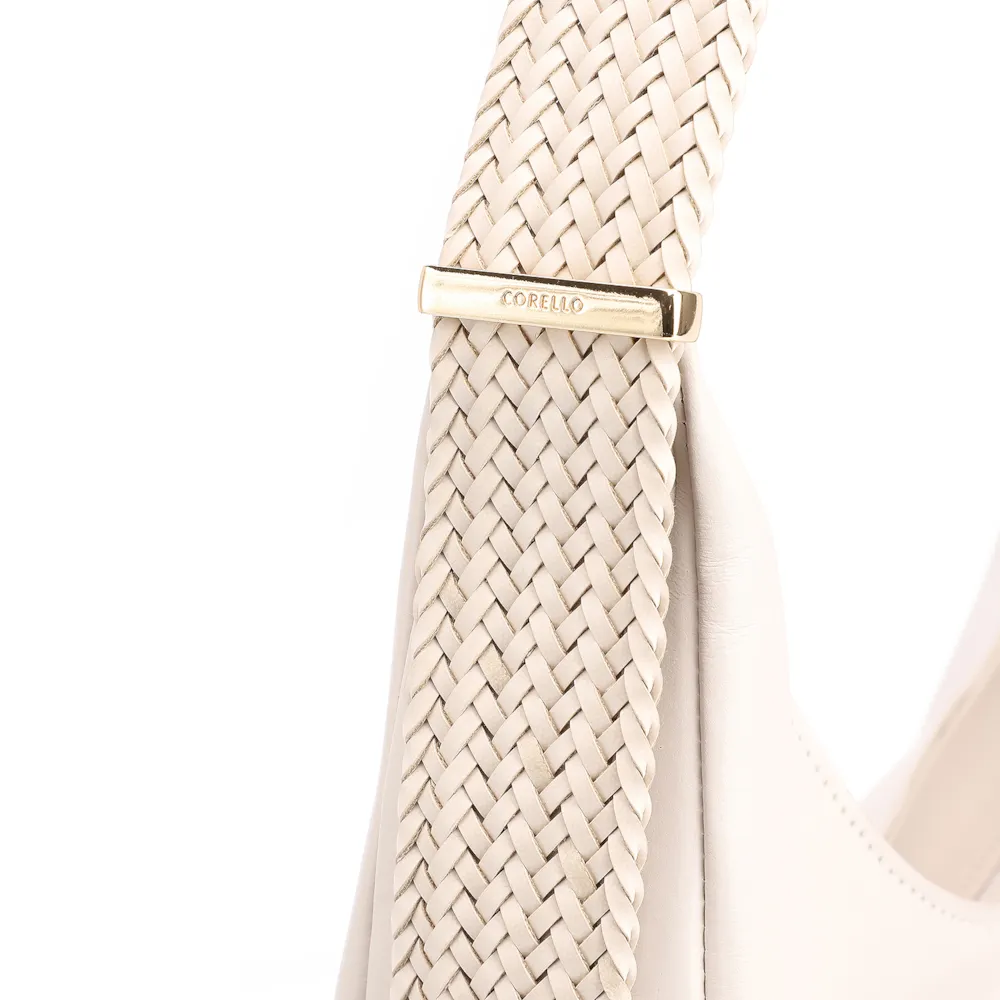 Bolsa Hobo Alça Tramada Couro Off White - imagem 7