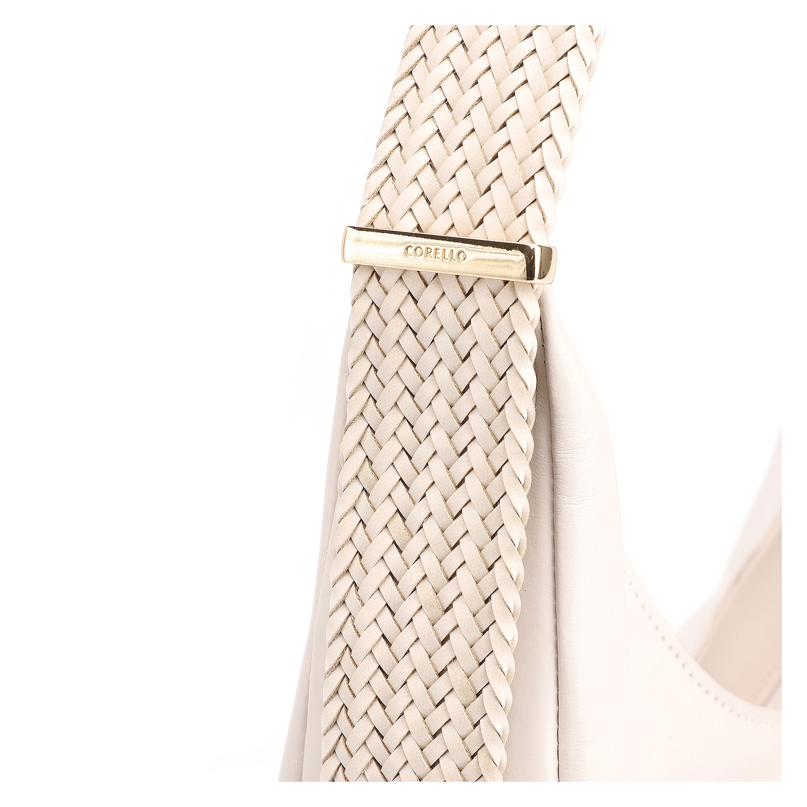 Bolsa Hobo Alça Tramada Couro Off White