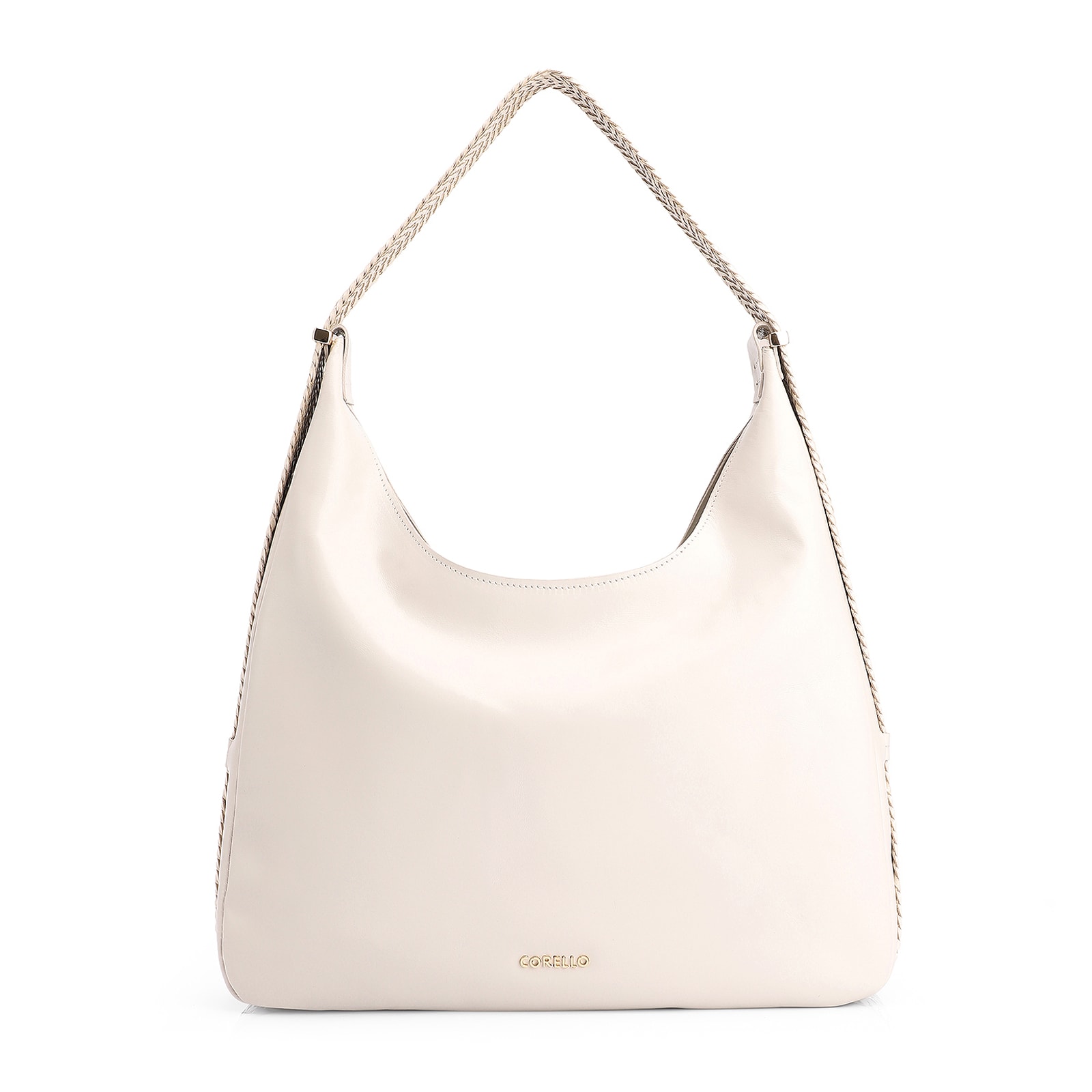 Bolsa Hobo Alça Tramada Couro Off White