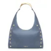 Bolsa Hobo Aplicações Couro Camurça/Couro Azul - imagem 1