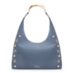 Bolsa Hobo Aplicações Couro Camurça/Couro Azul - imagem 1