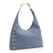 Bolsa Hobo Aplicações Couro Camurça/Couro Azul - imagem 3