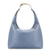 Bolsa Hobo Aplicações Couro Camurça/Couro Azul - imagem 4