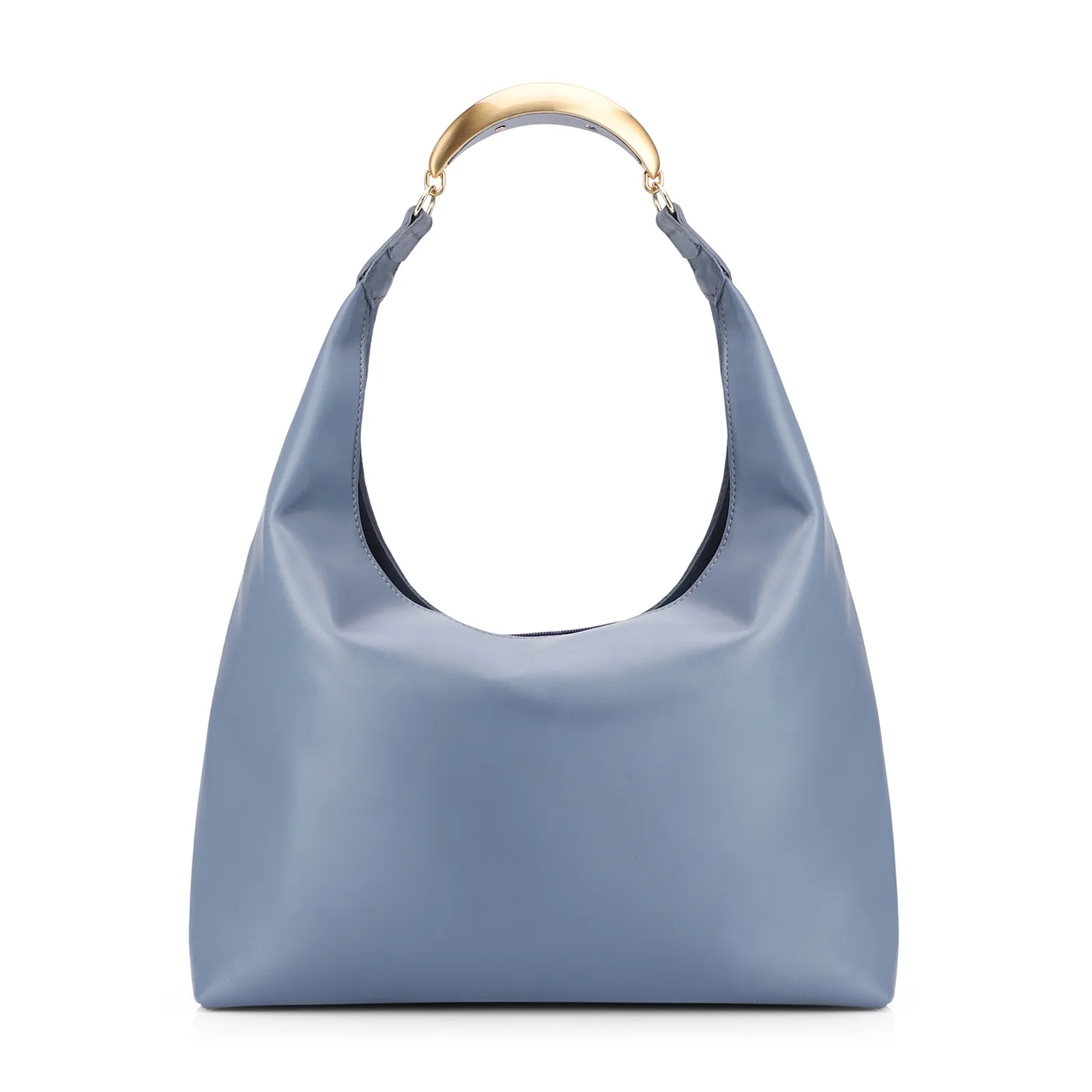 Bolsa Hobo Aplicações Couro Camurça/Couro Azul
