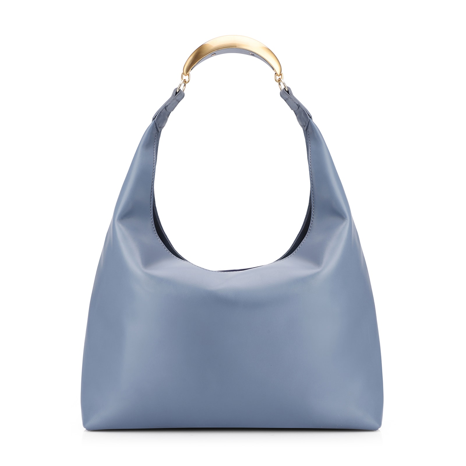 Bolsa Hobo Aplicações Couro Camurça/Couro Azul