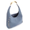 Bolsa Hobo Aplicações Couro Camurça/Couro Azul - imagem 5